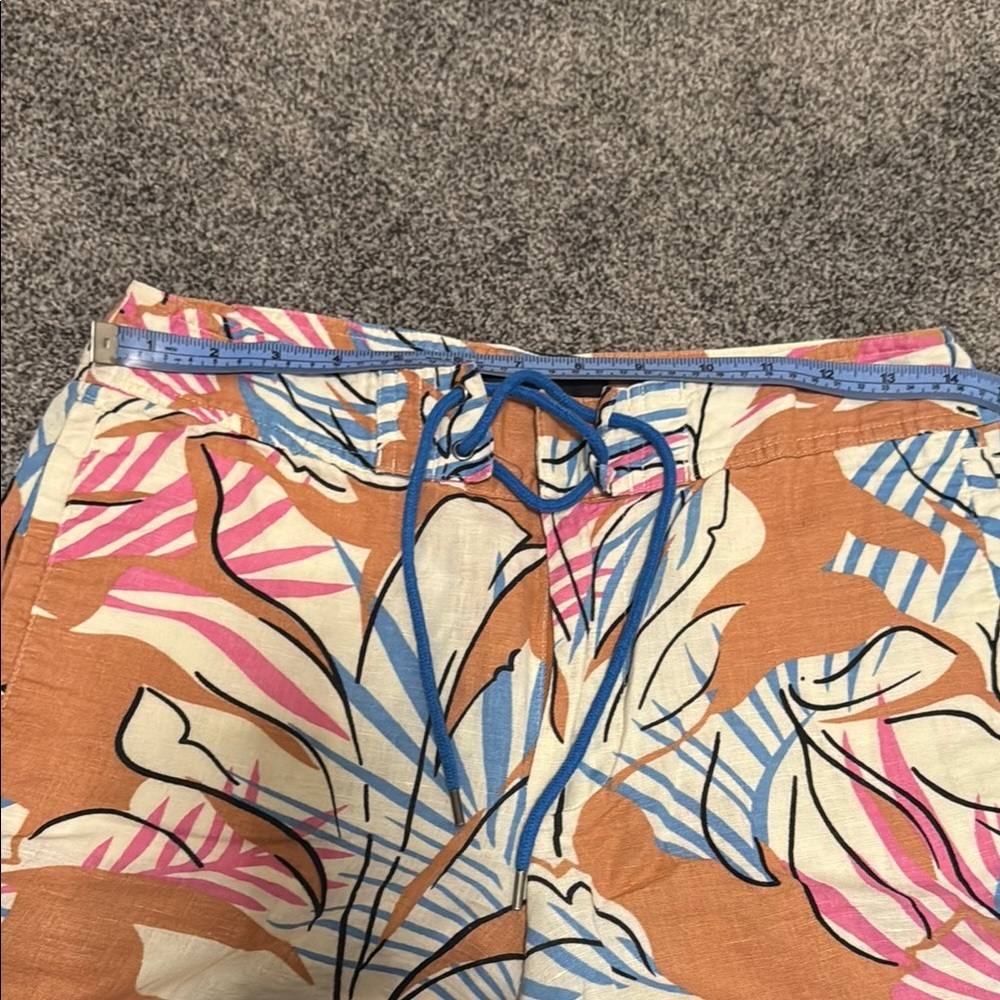 J. Crew Orange and Blue Linen Shorts Vibrant Pattern - Picture 3 of 6